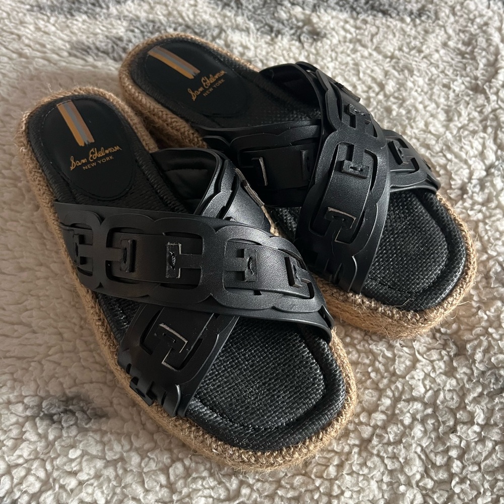 Sam Edelman Pria Espadrille Platform Wedge Slide Sandal